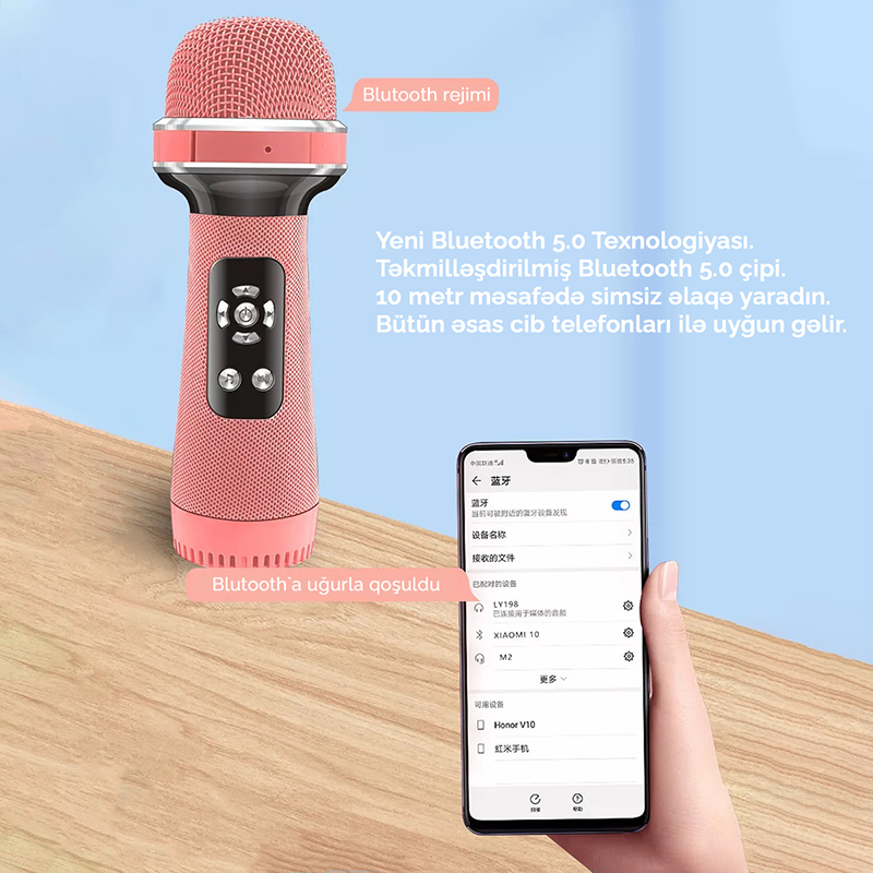 Portable Wireless Karaoke Microphone Mini Bluetooth Handheld Microphone ...