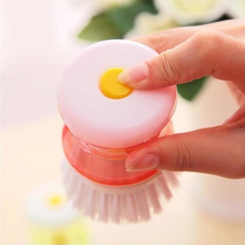 Kitchen Wash Pot Dish Brush Washing Utensils with Washing Up Liquid Soap  Dispenser Household Cleaning Accessories