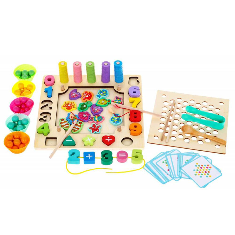 Multi Function Fishing Game 6 in 1 Wooden Toys for Kids Fishing