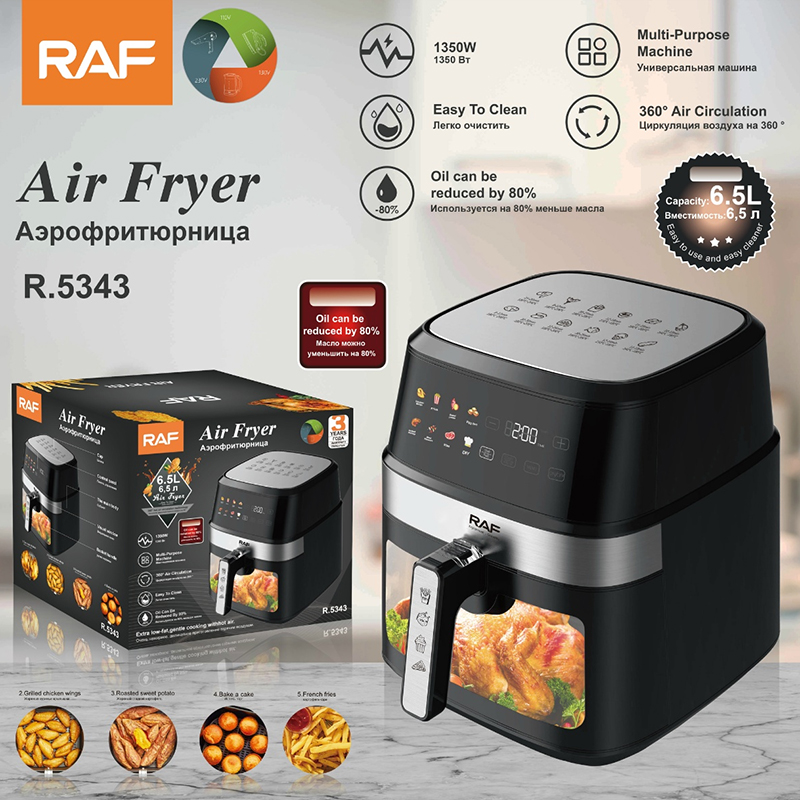 Airfryer RAF R.5343 stainless steel, LED touch screen 6.50 Liter, 1350 ...