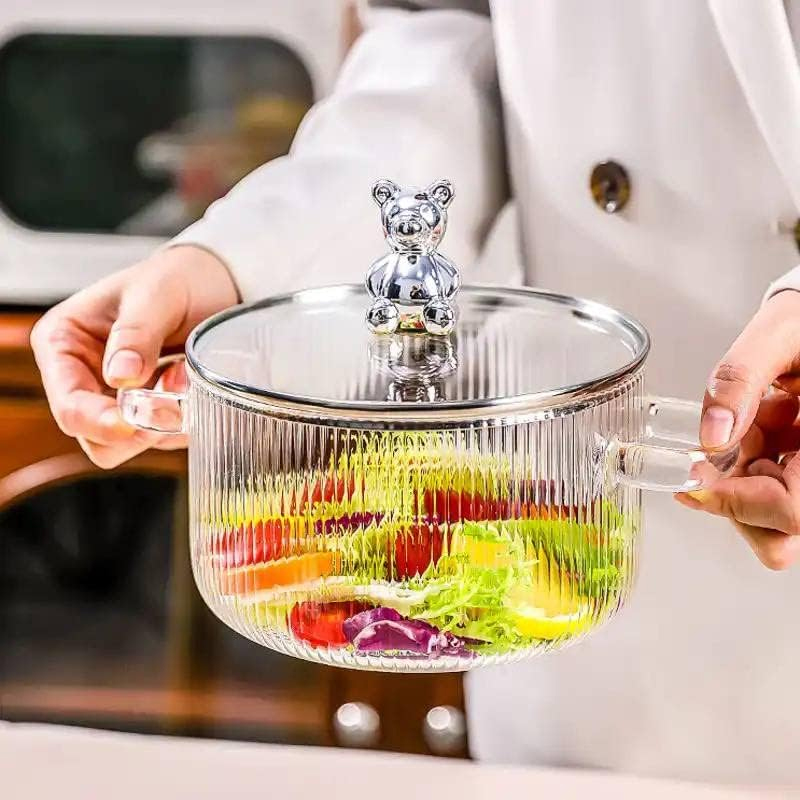 Borosilicate Glass Heat Resistant Pot Teddy Bear Shaped Glass Pot ...