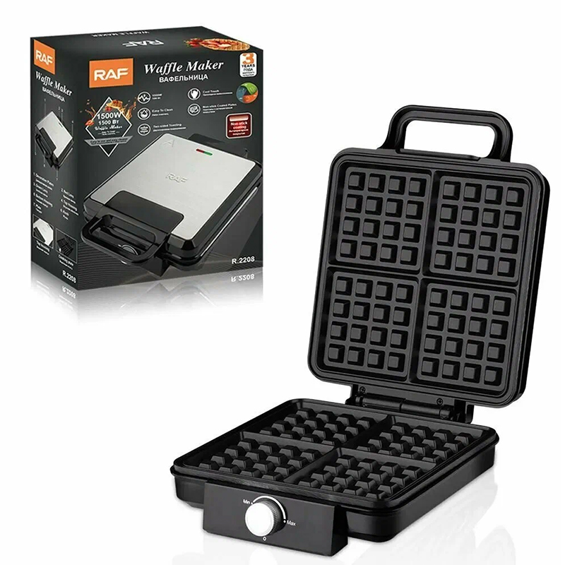 Toast R Iron RAF Waffle Toaster Iron R.2208 Black 1500 W Premium Quality Heat ...