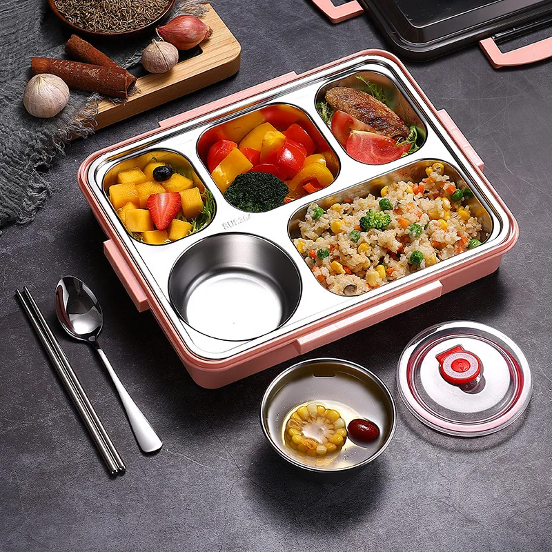 Lunch Storage Rack 4 Compartment Lunch box Stainless steel Lunch Box Food Storage ...
