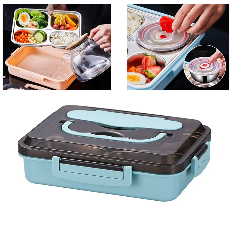 4 Compartment Lunch box Stainless steel Lunch Box Food Storage ...